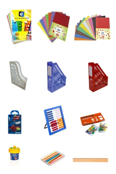 Alex Fotokopi Kağıdı-keçe 20x30-eva Klasik 20x30 Cm-magazinlik-abaküs-12 Parça Okul Seti