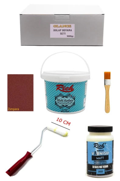 Rich Multi Surface Beyaz 1000 Gr Dolap Boyama Seti Mobilya Boyama Seti Mat Vernik