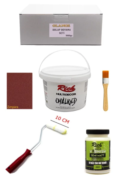 Rich Multi Decor Chalked Beyaz 1000 Gr Dolap Boyama Seti Mobilya Boyama Seti Yarı Mat Vernik ürün görseli 1