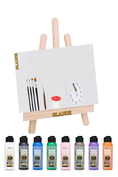 Mini Şövale Artdeco 140 ml Gold Multi Surface Akrilik Boya Seti 8'li Profesyonel Başlangıç Seti