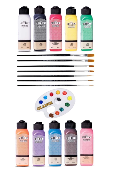 Artdeco 140 Ml Akrilik Boya+fanart 7'li Karma Seri Sentetik Fırça+godeli Palet ürün görseli 1