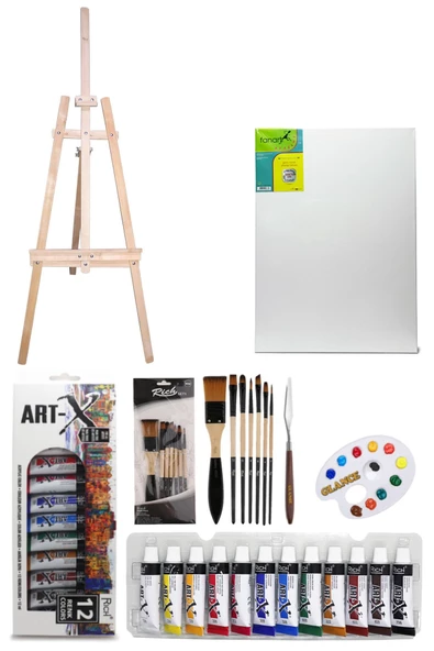 Art-x Akrilik Boya Seti 12 Renk X 12ml Şövale Başlangıç Seti ürün görseli 1