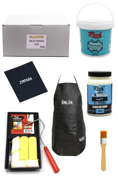 Rich Multi Surface Beyaz 1000 Gr Dolap Boyama Seti Mobilya Boyama Seti Mat Önlük