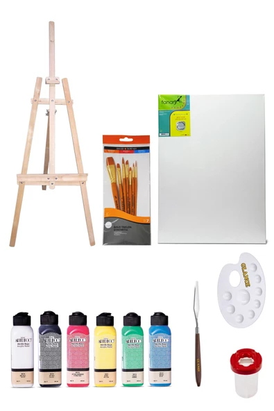Artdeco Ana Renkler 6'lı Daler Rowney Fırça Seti 7'li 3 Ayaklı Şövale 35x50 Tuval Akrilik Seti ürün görseli 1