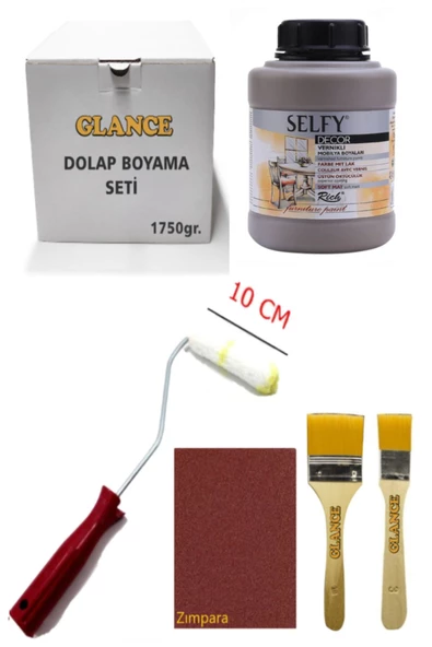 Rich Selfy Decor Vizyon Kendinden Vernikli Boya 1750 Gr Rulo Zımpara Fırça Mobilya Dolap Boyama Seti