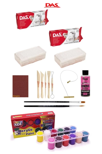 Das Beyaz Seramik Kili 2x500gr Rich Funny Kids 25 Ml Akrilik 12 Li Set ürün görseli 1