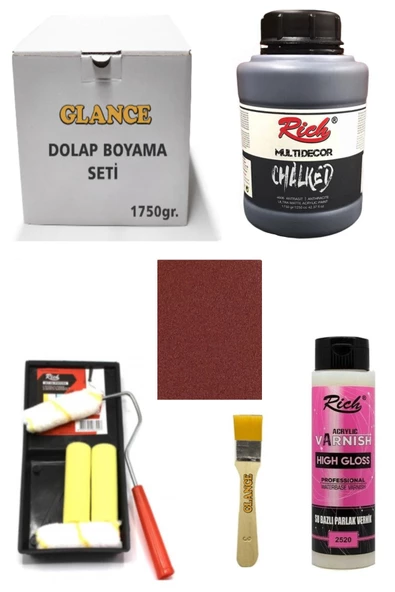 Rich Dolap Boyama Seti Multi Decor Chalked 1750 Gr Antrasit Hıgh Gloss Vernik Parlak 500 Cc