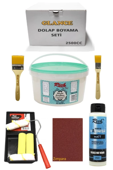 Rich 2500cc 3,5kg Multi Surface Alaçatı Dolap Boyama Seti Mobilyaboyama Seti Mat Vernik Tavarulo Set ürün görseli 1