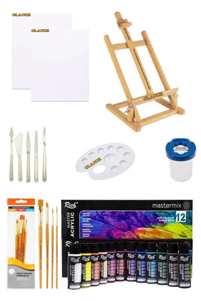 Masaüstü Şövale Rich Master Mix 60 Cc Akrilik 12 Li Başlangıç Seti ürün görseli 1