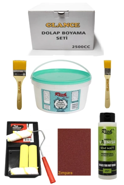 Rich 2500 Cc 3,5kg Multi Surfacekartanesi Dolap Boyama Seti Mobilya Boyamaseti Yarı Mat Tavarulo Set ürün görseli
