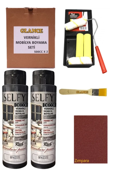 Rich Selfy Decor 500 Cc X 2 Siyah Kendinden Vernikli Mobilya Boyama Seti ürün görseli 1
