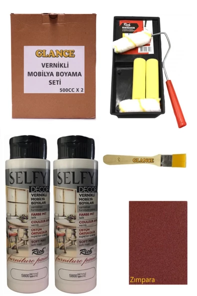 Rich Selfy Decor 500 Cc X 2 Beyaz Kendinden Vernikli Mobilya Boyama Seti ürün görseli 1