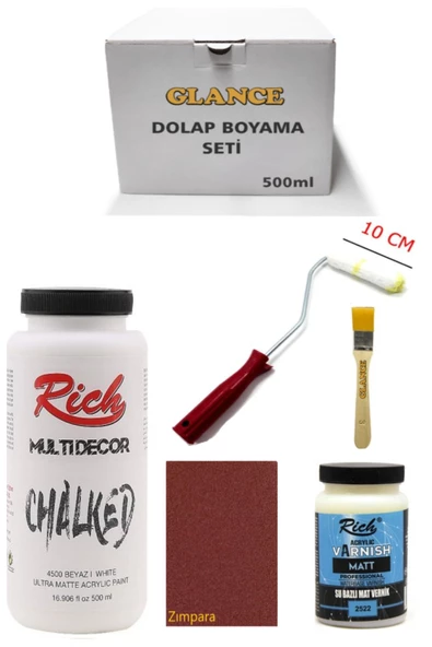 Rich Multi Decor Chalked Beyaz 500 Ml Dolap Boyama Seti Mobilya Boyama Seti Mat