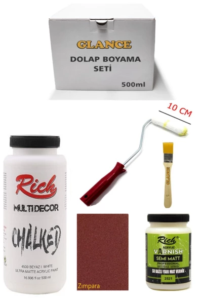 Rich Multi Decor Chalked Beyaz 500 Ml Dolap Boyama Seti Mobilya Boyama Seti Yarı Mat