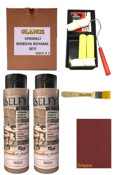 Rich Selfy Decor 500 Cc X 2 Mocha Kendinden Vernikli Mobilya Boyama Seti