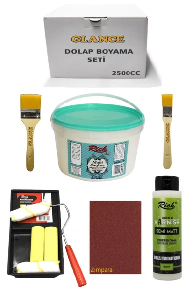 Rich 2500 Cc 3,5kg Multi Surface Kemik Dolap Boyama Seti Mobilya Boyama Seti Yarı Mat Tava Rulo Set ürün görseli 1