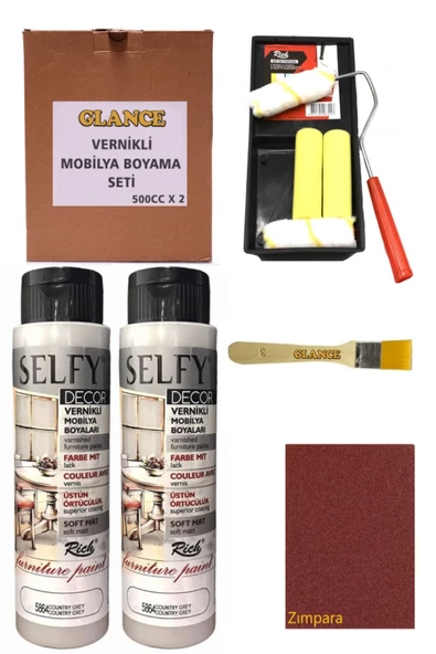 Rich Selfy Decor 500 Cc X 2 Country Gri Kendinden Vernikli Mobilya Boyama Seti ürün görseli 1