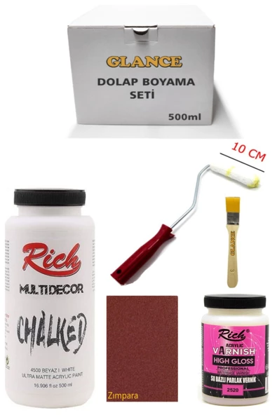 Rich Multi Decor Chalked Beyaz 500 Ml Dolap Boyama Seti Mobilya Boyama Seti Parlak