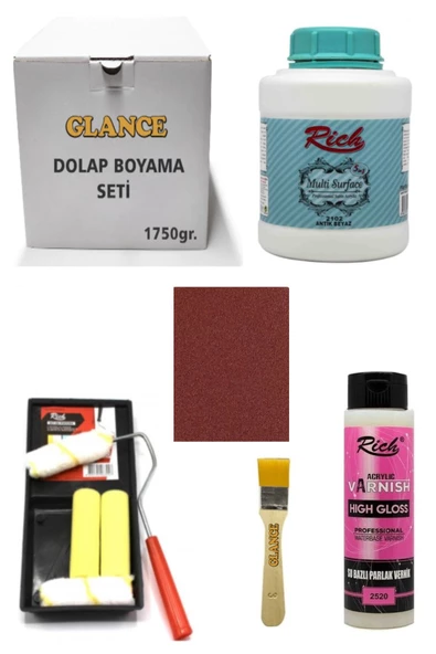 Rich Dolap Boyama Seti Multi Surface 1750 gr Antik Beyaz -set-1 Hıgh Gloss Vernik Parlak 500 Cc