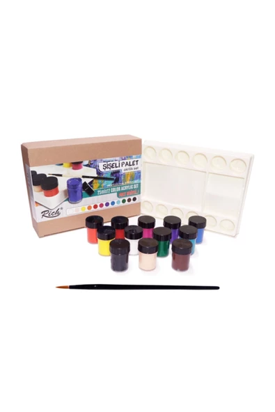 Rich Şişeli Palet 25 Ml X 12'li Akrilik Set Fırça ürün görseli 1