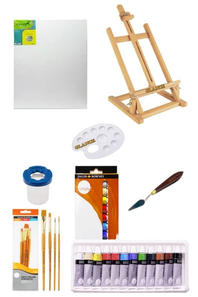 Daler Rowney Simply Akrilik Boya 12 Renk X 12 Ml Masa Üstü Şövale Seti ürün görseli 1