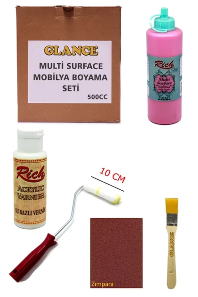 Rich Multi Surface Pembe 500 Cc Mobilya Boyama Seti