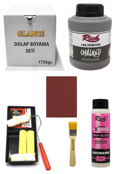 Rich Dolap Boyama Seti Multi Decor Chalked 1750 Gr Retro Siyah Hıgh Gloss Vernik Parlak 500 Cc