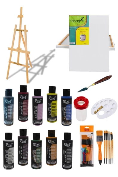 Rich 120 Cc Akrilik Boya - 50x70 Tuval - Şövale Seti