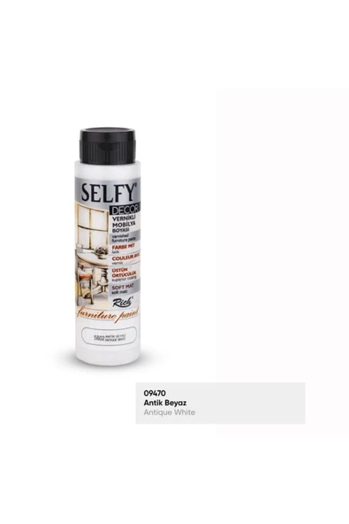 Rich Selfy Decor 500 Cc Antik Beyaz Kendinden Vernikli Mobilya Boyama Seti - Resim 2