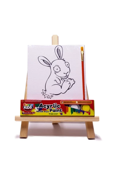 Rich Funny Kids Desenli Tuval Akrilik Boya Seti - Tavşan ürün görseli 1
