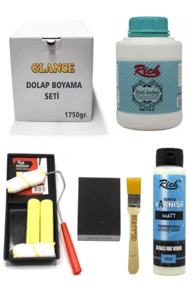 Dolap Boyama Seti Multi Surface 1750 Gr Beyaz- Mat Vernik-set 4 ürün görseli 1