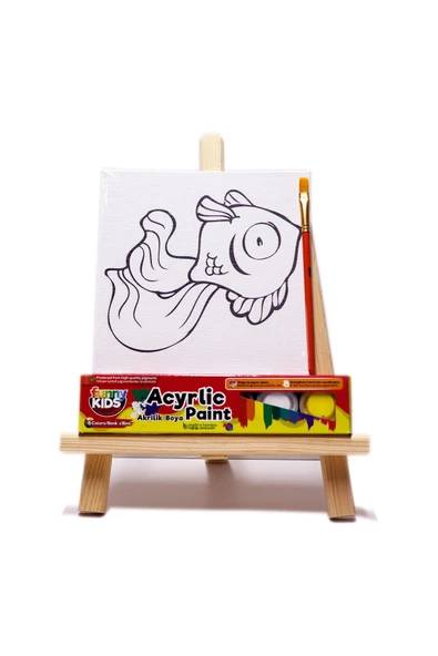 Rich Funny Kids Desenli Tuval Akrilik Boya Seti - Balık ürün görseli 1