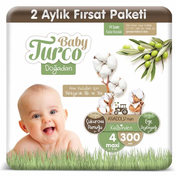 Baby Turco Doğadan 4 Numara Maxi 300 Adet