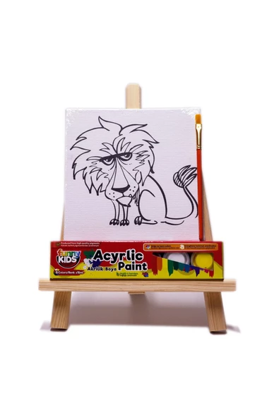 Rich Funny Kids Desenli Tuval Akrilik Boya Seti - Aslan ürün görseli 1