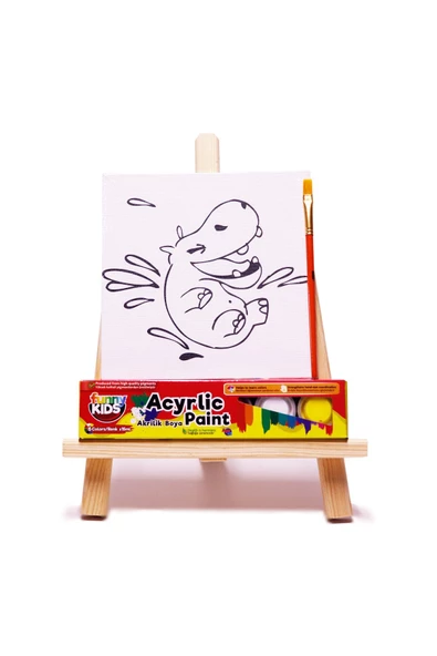 Rich Funny Kids Desenli Tuval Akrilik Boya Seti - Su Aygırı