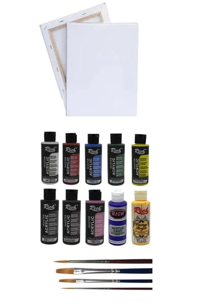 25x35 Tuval 10'lu Akrilik Boya Seti Fırça Hediyeli ürün görseli 1