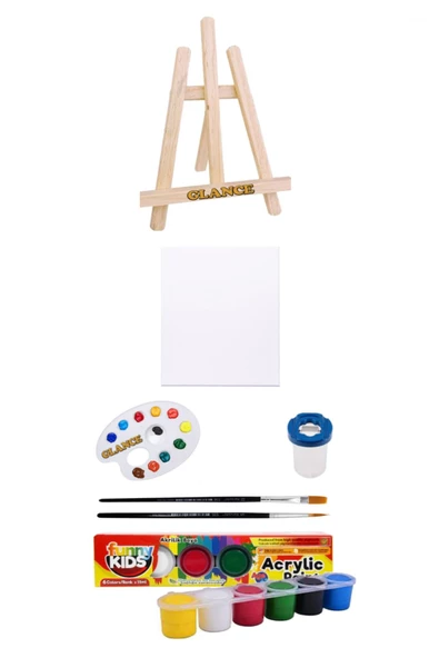 Mini Şövale Seti Funny Kids 15 Ml Akrilik 6lı Set 25x35 Tuval
