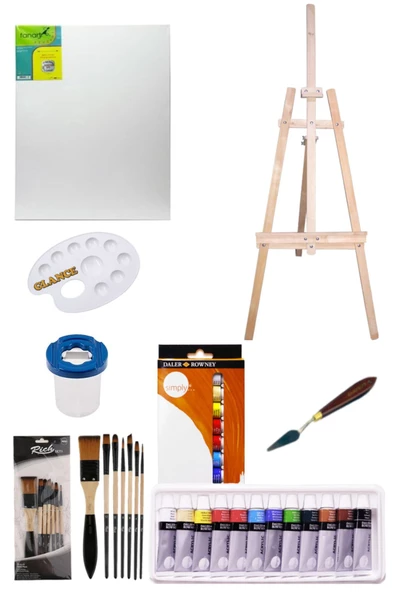 Daler Rowney Simply Akrilik Boya 12 Renk X Şövale Seti  12 Ml 50x70