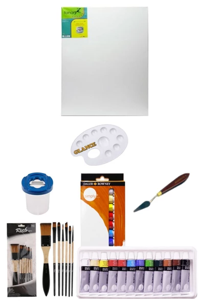 Daler Rowney Simply Akrilik Boya 12 Renk X Tuval Set 12 Ml 50x70