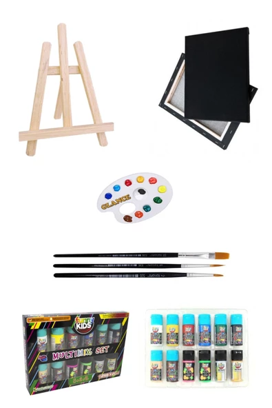 Funny Kıds 20 Ml Multımıx 12'li 25x35 Siyah Tuval Akrilik Başlangıç Seti