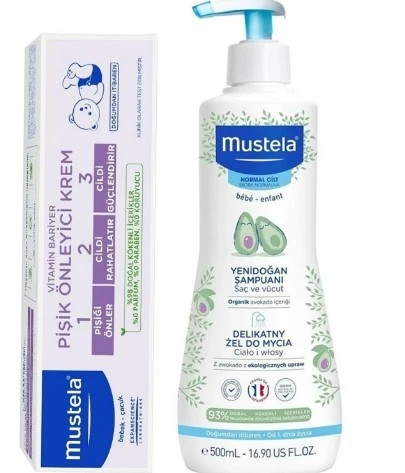 Mustela Yenidoğan Saç ve Vücut Şampuanı 500 ml + Mustela Pişik Kremi 100 ml