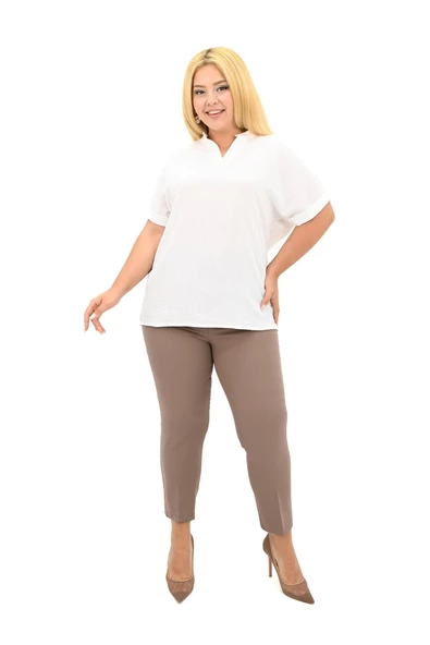 Kadın Büyük Beden Yüksek Bel Pantolon 208 0017-25 - 7