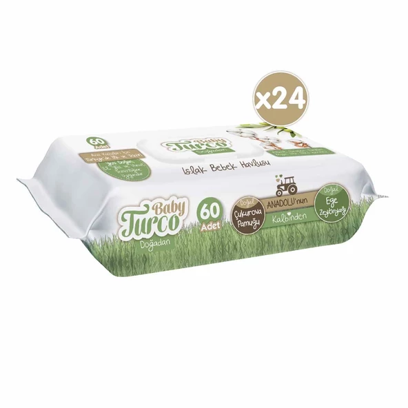 Baby Turco Doğadan Yenidoğan Islak Bebek Havlusu 24X60 Yaprak - 2
