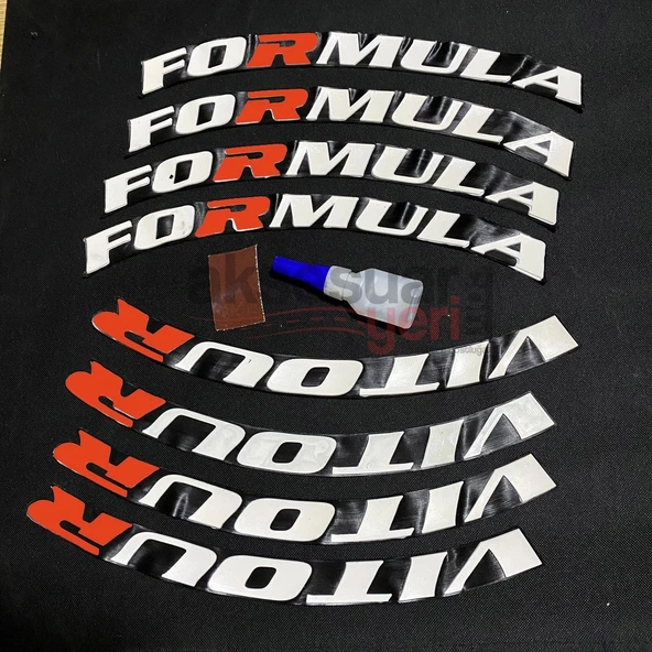 Formula Vitour 3d Lastik Yazısı R Kırmızısı Kauçuk - Full İçerik Uygulama Aparatlı - - 2