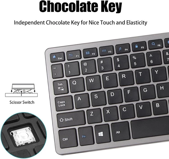 Honor Pad V8 BRT-W09 11" Uyumlu Kablosuz Bluetooth Şarj Edilebilir Sessiz Klavye Mouse Seti - Resim 2