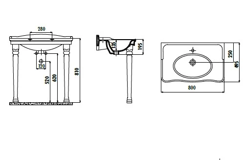 Creavit AN100 ANTİK 50X100 CM LAVABO 2 ADET ANTİK AYAK - 2
