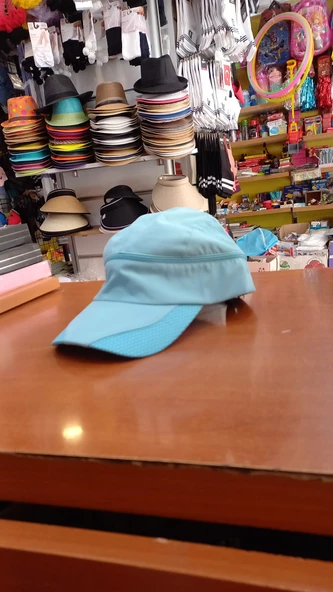 çocuk mavi renk sporcu tenis vizör şapka  unisex 54 cm - Resim 3