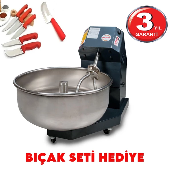 NESTELLO 50 KG ŞANZIMANLI PROFESYONEL ÇELİK DİŞLİ HAMUR KARMA MAKİNESİ BIÇAK SETİ HEDİYELİ