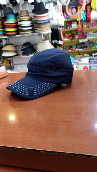 çocuk mavi renk sporcu tenis vizör şapka  unisex 54 cm