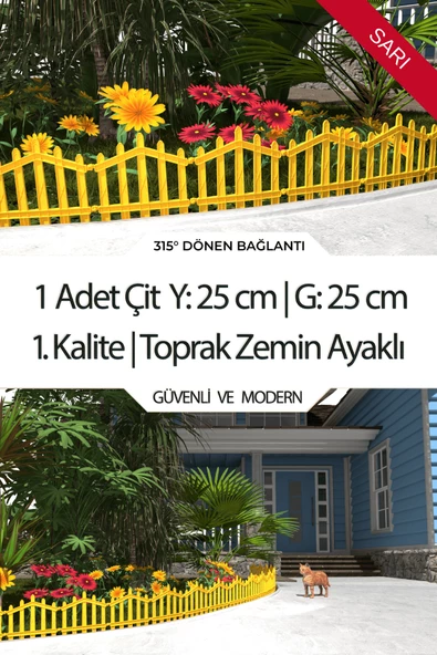 Dekoratif Plastik Bahçe Çiti ve Peyzaj Çiti 1 ADET ÇİT (Y: 25 CM / G: 25 CM) TOPRAK AYAKLI - 5